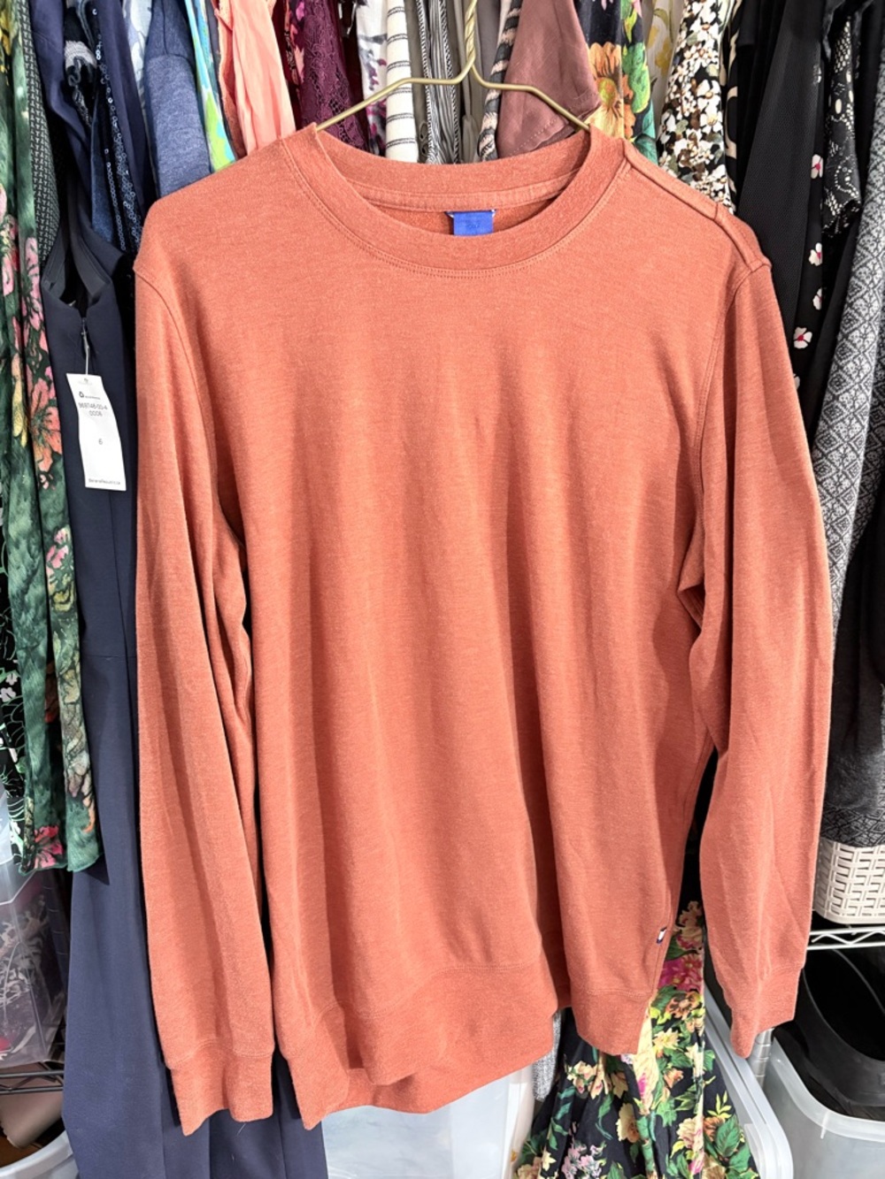 Kit and Ace Rust-Orange Crewneck Long Sleeve Sweater